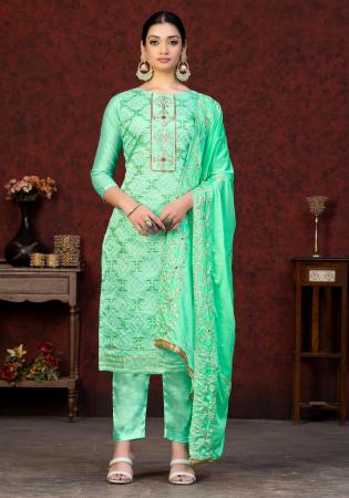 Picture of Sublime Cotton Pale Green Straight Cut Salwar Kameez