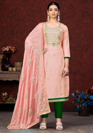 Picture of Cotton Pale Golden Rod Straight Cut Salwar Kameez