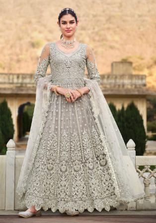 Picture of Ravishing Net Silver Anarkali Salwar Kameez