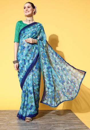 Picture of Grand Georgette Light Blue Saree