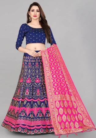 Picture of Stunning Silk Dark Slate Blue Lehenga Choli