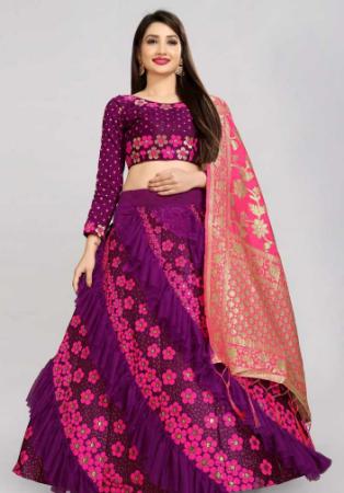 Picture of Comely Silk Purple Lehenga Choli