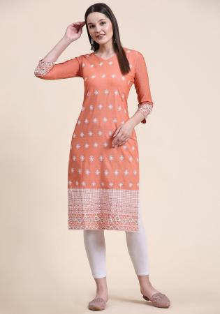 Picture of Nice Cotton Dark Salmon Kurtis & Tunic