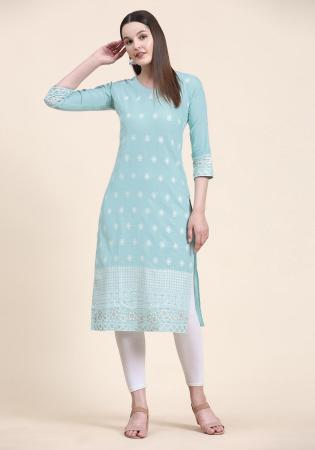 Picture of Comely Cotton Light Steel Blue Kurtis & Tunic