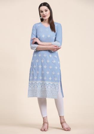 Picture of Excellent Cotton Light Steel Blue Kurtis & Tunic