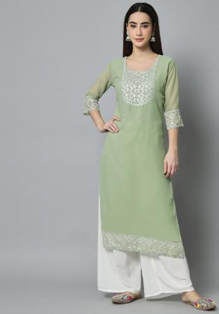 Picture of Admirable Georgette Dark Sea Green Kurtis & Tunic