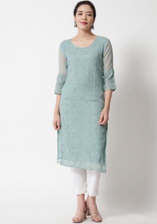 Picture of Exquisite Georgette Light Slate Grey Kurtis & Tunic