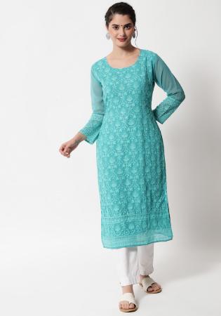 Picture of Georgette Medium Aqua Marine Kurtis & Tunic