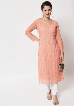 Picture of Ravishing Georgette Burly Wood Kurtis & Tunic