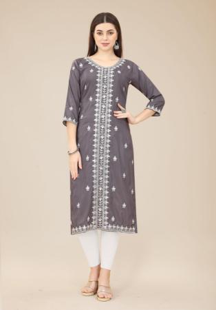 Picture of Sightly Silk Dim Gray Kurtis & Tunic