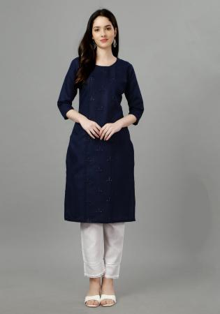 Picture of Fine Cotton Navy Blue Kurtis & Tunic