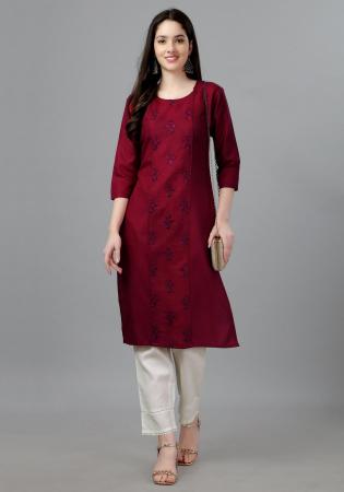 Picture of Ideal Cotton Maroon Kurtis & Tunic