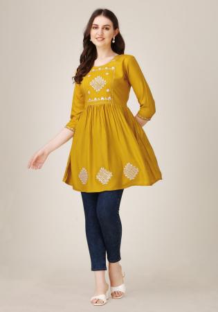 Picture of Delightful Rayon Golden Rod Kurtis & Tunic