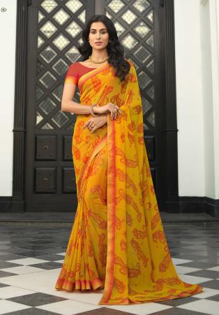 Picture of Lovely Georgette Sandy Brown Saree