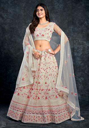 Picture of Fascinating Silk Off White Lehenga Choli