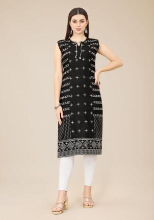 Picture of Wonderful Cotton Black Kurtis & Tunic