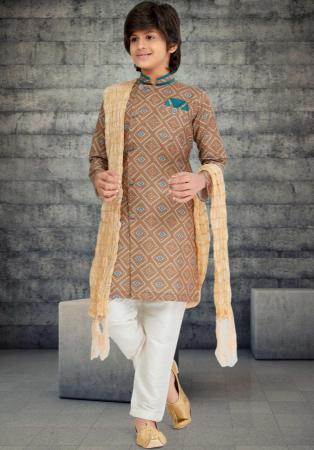 Picture of Ravishing Cotton Rosy Brown Kids Kurta Pyjama