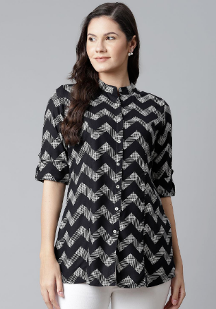 Picture of Beautiful Rayon Black Kurtis & Tunic