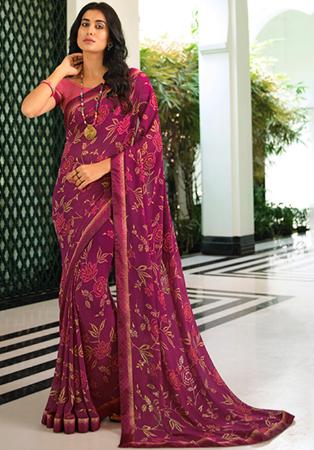 Picture of Superb Georgette Brown Saree