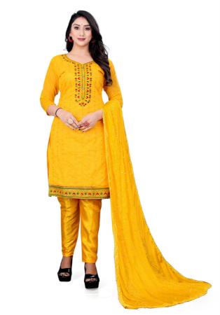 Picture of Comely Cotton Yellow Straight Cut Salwar Kameez