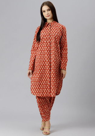 Picture of Comely Cotton Indian Red Kurtis & Tunic