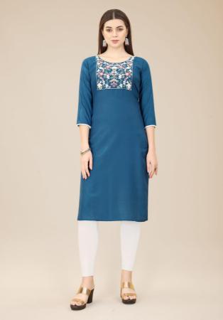 Picture of Appealing Chiffon Dark Slate Blue Kurtis & Tunic