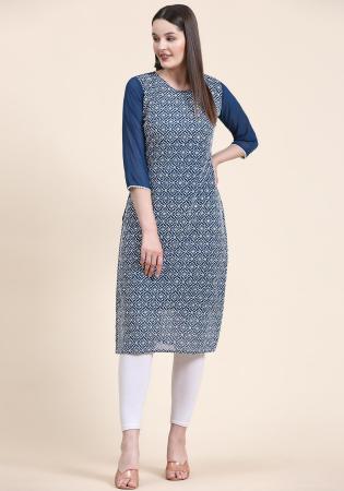 Picture of Magnificent Georgette Midnight Blue Kurtis & Tunic