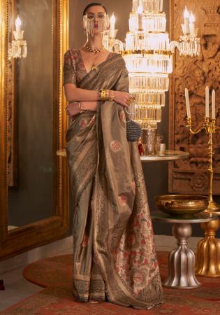Picture of Charming Silk Dark Khaki Saree