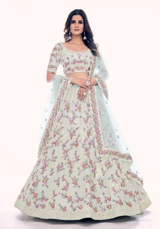 Picture of Wonderful Net Off White Lehenga Choli