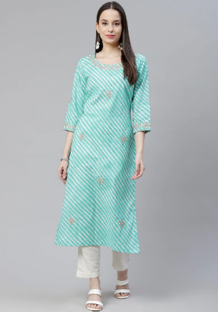 Picture of Rayon & Cotton Light Steel Blue Kurtis And Tunic