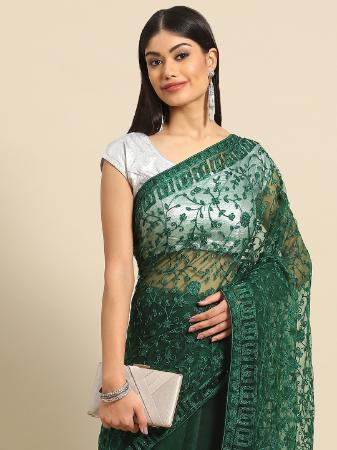 Picture of Beautiful Net Sea Green Saree