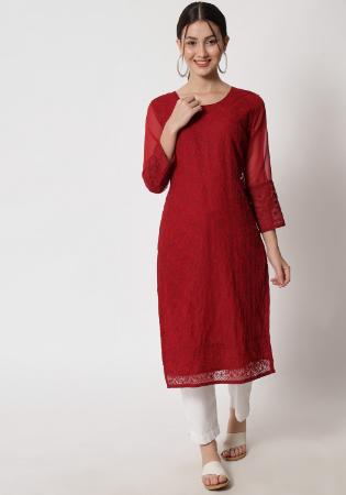 Picture of Sublime Georgette Maroon Kurtis & Tunic