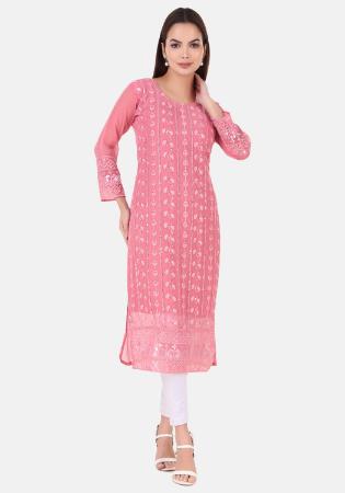 Picture of Appealing Georgette Light Coral Kurtis & Tunic