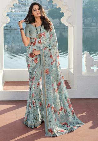 Picture of Resplendent Georgette Dark Grey Saree