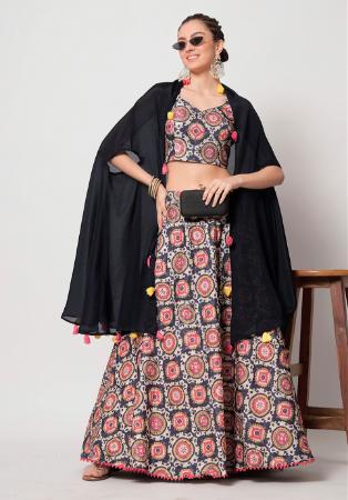 Picture of Sublime Silk Dark Slate Grey Lehenga Choli