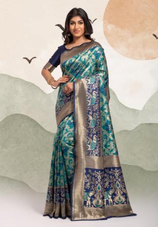 Picture of Magnificent Silk Dark Slate Blue Saree