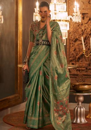 Picture of Elegant Silk Dark Olive Green Saree