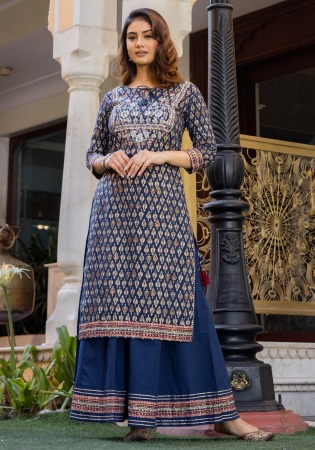 Picture of Cotton Dark Slate Grey Readymade Salwar Kameez