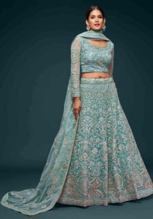 Picture of Comely Net Light Slate Grey Lehenga Choli