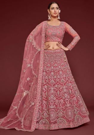 Picture of Well Formed Net Rosy Brown Lehenga Choli