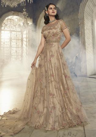 Picture of Classy Net Beige Anarkali Salwar Kameez