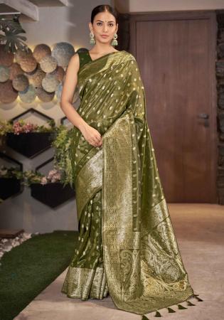 Picture of Graceful Silk Dark Olive Green Saree