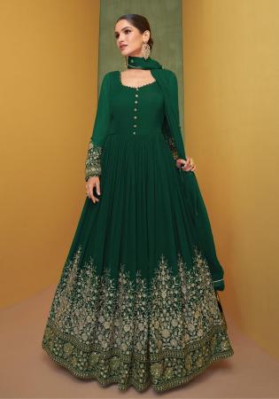 Picture of Georgette Forest Green Anarkali Salwar Kameez