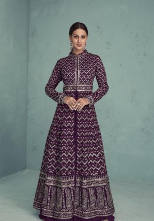 Picture of Ravishing Georgette Brown Anarkali Salwar Kameez