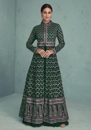 Picture of Georgette Forest Green Anarkali Salwar Kameez