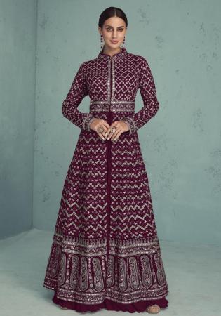 Picture of Gorgeous Georgette Maroon Anarkali Salwar Kameez