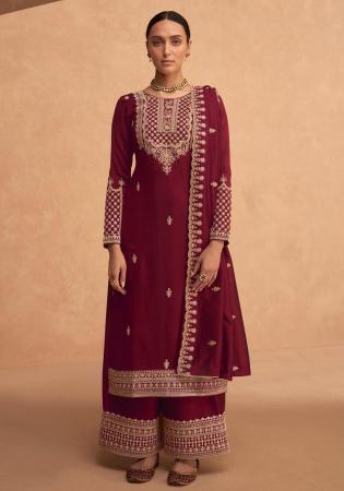 Picture of Georgette Saddle Brown Straight Cut Salwar Kameez