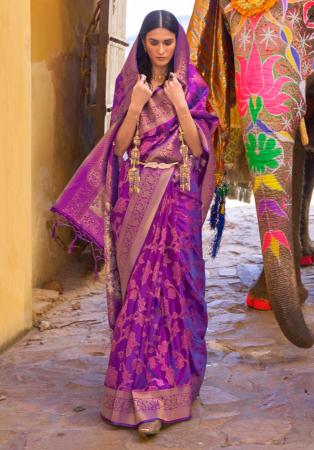 Picture of Well Formed Silk Pale Violet Red Saree