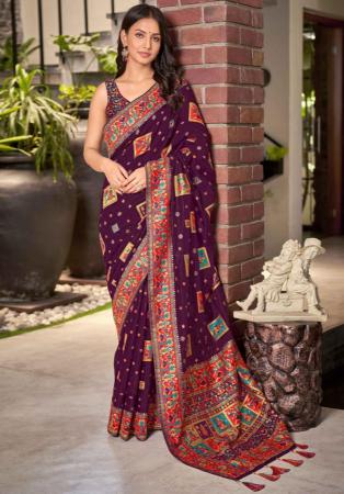 Picture of Magnificent Cotton & Silk Purple Saree