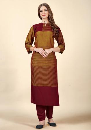 Picture of Rayon & Cotton Saddle Brown Kurtis And Tunic